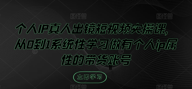 个人IP真人出镜短视频实操课，从0到1系统性学习做有个人ip属性的带货账号-庄子聊项目