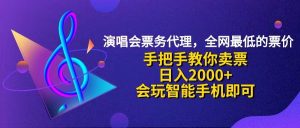 (12206期)演唱会低价票代理,小白一分钟上手,手把手教你卖票,日入2000+,会玩…-庄子聊项目