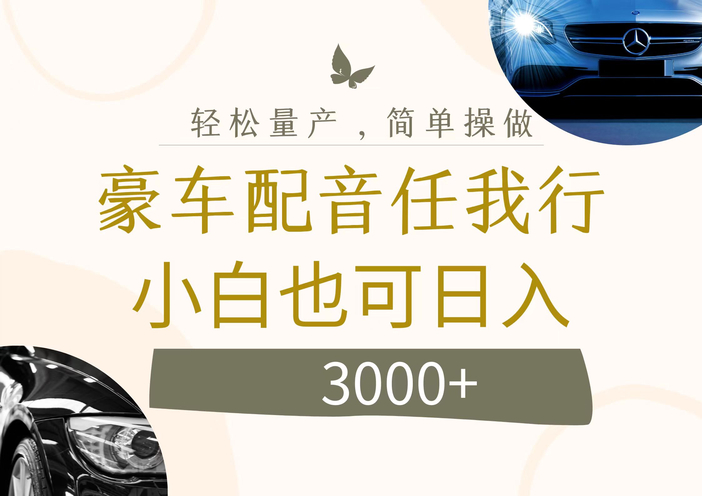 （12206期）不为人知的暴力小项目，豪车配音，日入3000+-庄子聊项目
