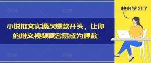 小说推文实操改爆款开头，让你的推文视频更容易成为爆款-庄子聊项目