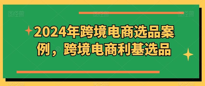 2024年跨境电商选品案例，跨境电商利基选品（更新）-庄子聊项目
