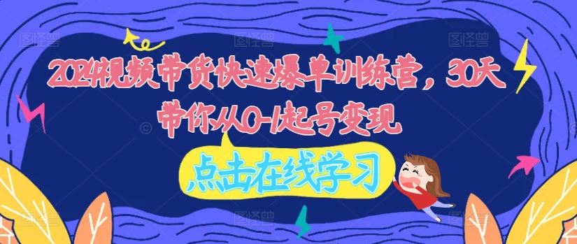 2024视频带货快速爆单训练营，30天带你从0-1起号变现-庄子聊项目