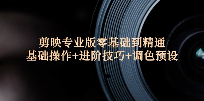 （12310期）剪映专业版零基础到精通：基础操作+进阶技巧+调色预设"-庄子聊项目