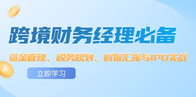 （12323期）跨境 财务经理必备：资金管理、税务规划、财报汇报与IPO实战-庄子聊项目