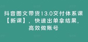 抖音图文带货13.0交付体系课【新课】,快速出单拿结果,高效做账号-庄子聊项目