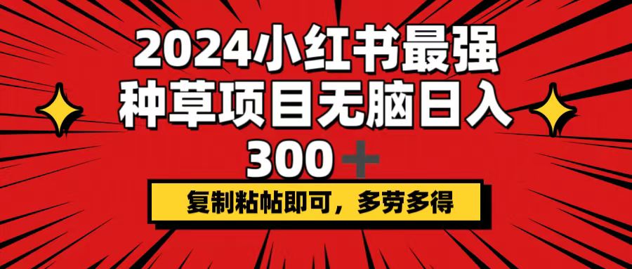 （12336期）2024小红书最强种草项目，无脑日入300+，复制粘帖即可，多劳多得-庄子聊项目