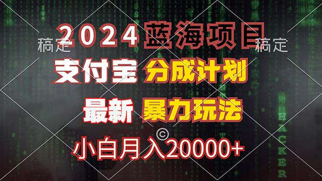 （12339期）2024蓝海项目，支付宝分成计划，暴力玩法，刷爆播放量，小白月入20000+-庄子聊项目
