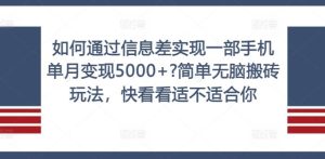 如何通过信息差实现一部手机单月变现5000+?简单无脑搬砖玩法,快看看适不适合你【揭秘】-庄子聊项目