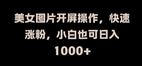 美女图片开屏操作，快速涨粉，小白也可日入1k【揭秘】-庄子聊项目
