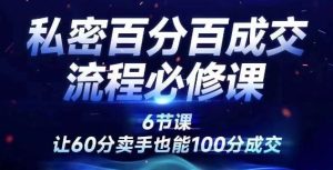 私密百分百成交流程线上训练营,绝对成交,让60分卖手也能100分成交-庄子聊项目