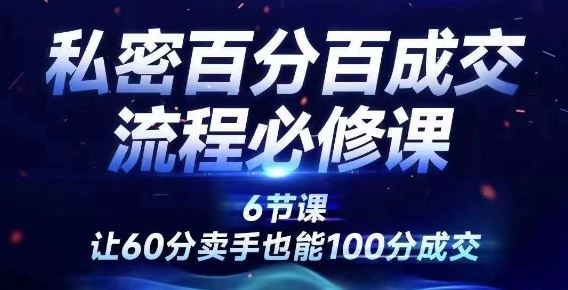 私密百分百成交流程线上训练营，绝对成交，让60分卖手也能100分成交-庄子聊项目