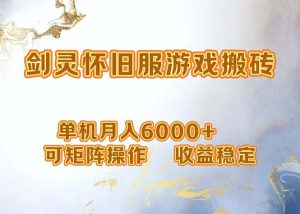 （12471期）网游剑灵打金搬砖，单机月入6000+，可矩阵操作，收益稳定。-庄子聊项目