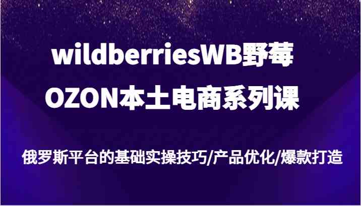 wildberriesWB野莓/OZON本土电商系列课，俄罗斯平台的基础实操技巧/产品优化/爆款打造-庄子聊项目