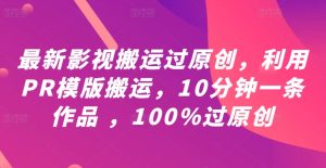 最新影视搬运过原创,利用PR模版搬运,10分钟一条作品 ,100%过原创【教程+PR模板】-庄子聊项目