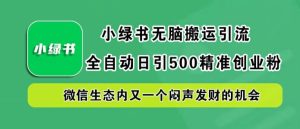 小绿书无脑搬运引流,全自动日引500精准创业粉,微信生态内又一个闷声发财的机会【揭秘】-庄子聊项目