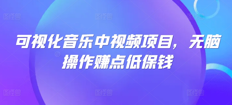 可视化音乐中视频项目，无脑操作赚点低保钱-庄子聊项目