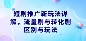 短剧推广新玩法详解,流量剧与转化剧区别与玩法-庄子聊项目