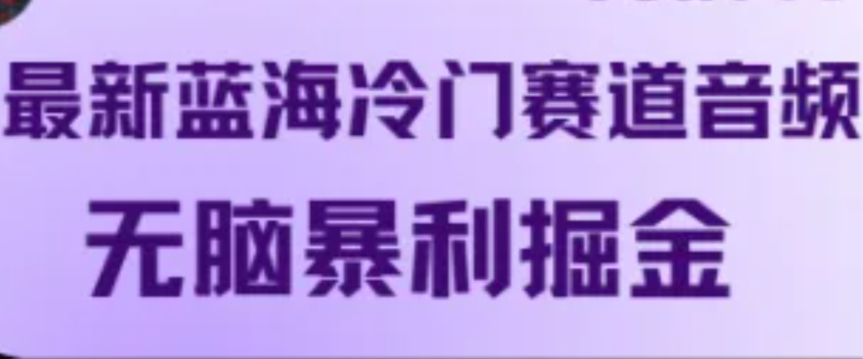 最新蓝海冷门赛道音频，无脑暴利掘金-庄子聊项目
