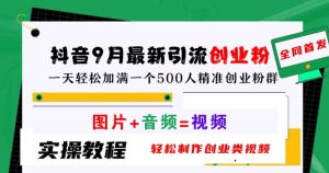 抖音9月最新引流创业粉,轻松制作创业类视频,一天轻松加满一个500人精准创业粉群【揭秘】-庄子聊项目