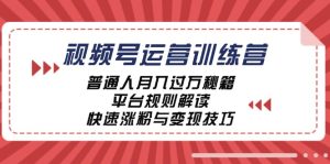 视频号运营训练营:普通人月入过万秘籍,平台规则解读,快速涨粉与变现-庄子聊项目
