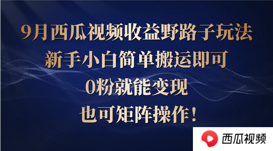 西瓜视频收益野路子玩法，新手小白简单搬运即可，0粉就能变现，也可矩…-庄子聊项目