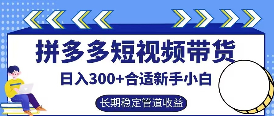拼多多短视频带货日入300+有长期稳定被动收益，合适新手小白【揭秘】-庄子聊项目