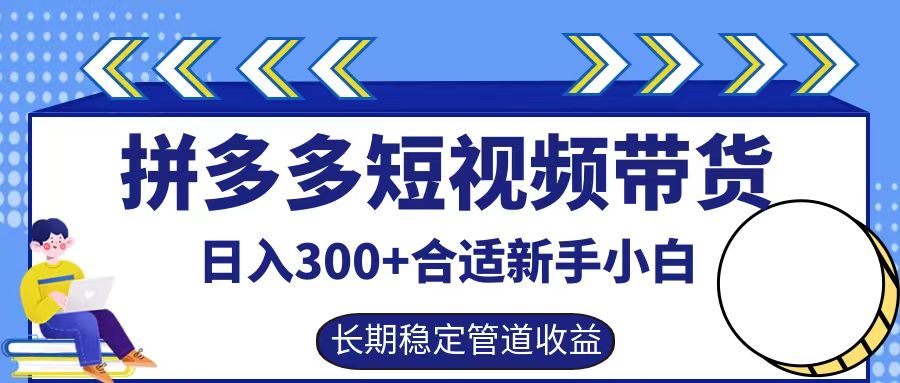 拼多多短视频带货日入300+，实操账户展示看就能学会-庄子聊项目