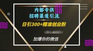 内部招聘渠道日引流300+创业粉,加爆你的微信【揭秘】-庄子聊项目