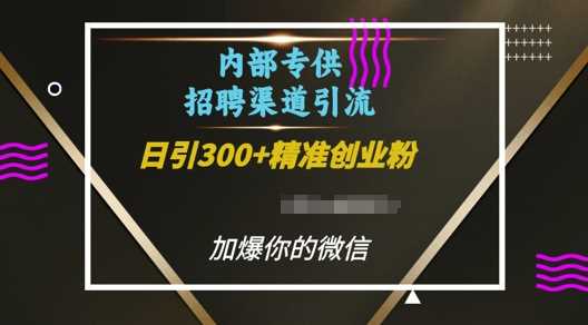 内部招聘渠道日引流300+创业粉，加爆你的微信【揭秘】-庄子聊项目