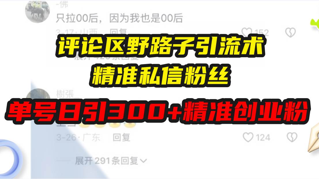 （13676期）评论区野路子引流术，精准私信粉丝，单号日引流300+精准创业粉-庄子聊项目