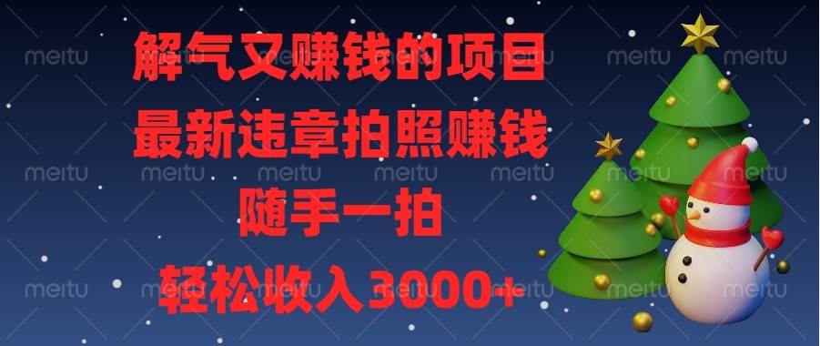 （13686期）解气又赚钱的项目，最新违章拍照赚钱，随手一拍，轻松收入3000+-庄子聊项目