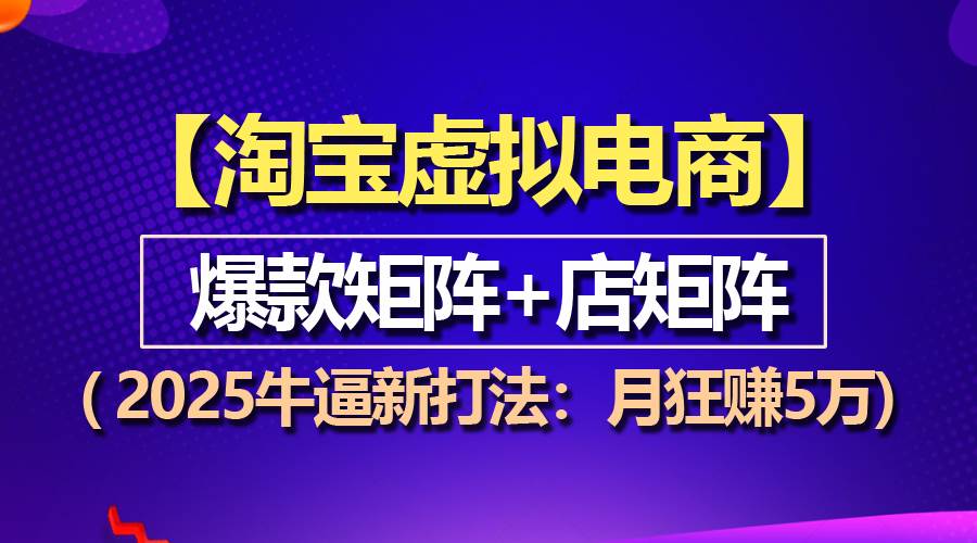（13687期）【淘宝虚拟项目】2025牛逼新打法：爆款矩阵+店矩阵，月狂赚5万-庄子聊项目
