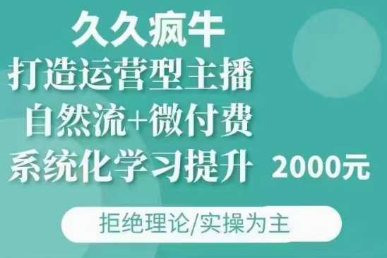 久久疯牛·自然流+微付费(12月23更新)打造运营型主播，包11月+12月-庄子聊项目