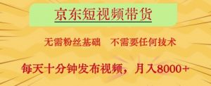 京东短视频带货,无需粉丝基础,不需要任何技术,每天十分钟发布视频,月入8k【揭秘】-庄子聊项目