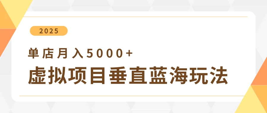 4月虚拟项目垂直玩法，冷门爆品+垂直蓝海，单店月入5000+-庄子聊项目