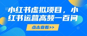 小红书虚拟项目,小红书运营高频一百问【文档】-庄子聊项目