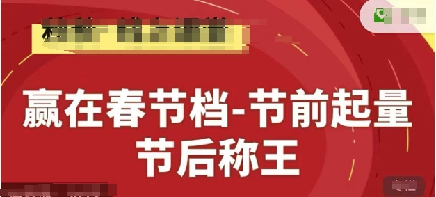 赢在春节档-节前起量，后称王，淘系精品线上系列课-庄子聊项目