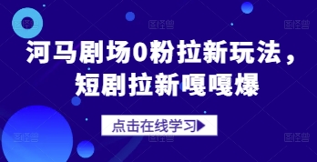 河马剧场0粉拉新玩法，短剧拉新嘎嘎爆-庄子聊项目