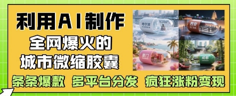 利用AI制作全网爆火的城市微缩胶囊，条条爆款， 多平台分发，疯狂涨粉变现-庄子聊项目