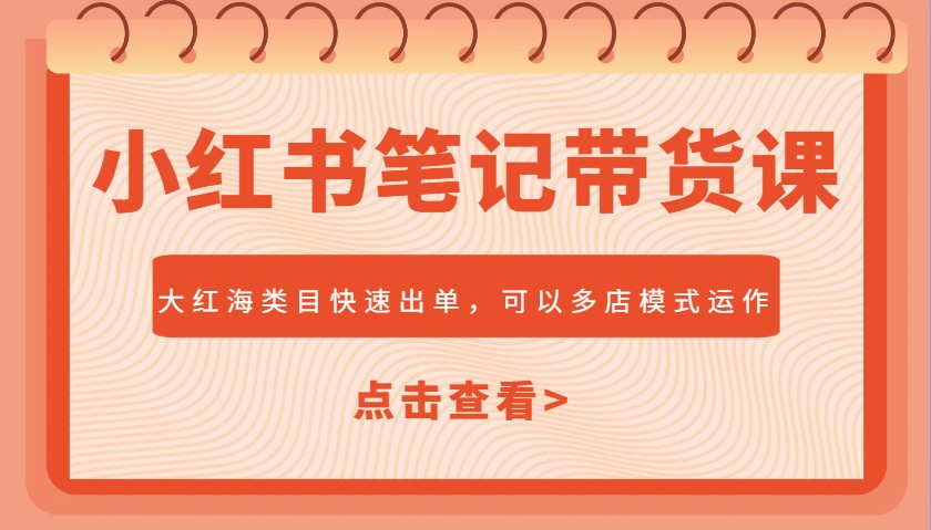 小红书笔记带货课，大红海类目快速出单，市场大，可以多店模式运作(更新)-庄子聊项目