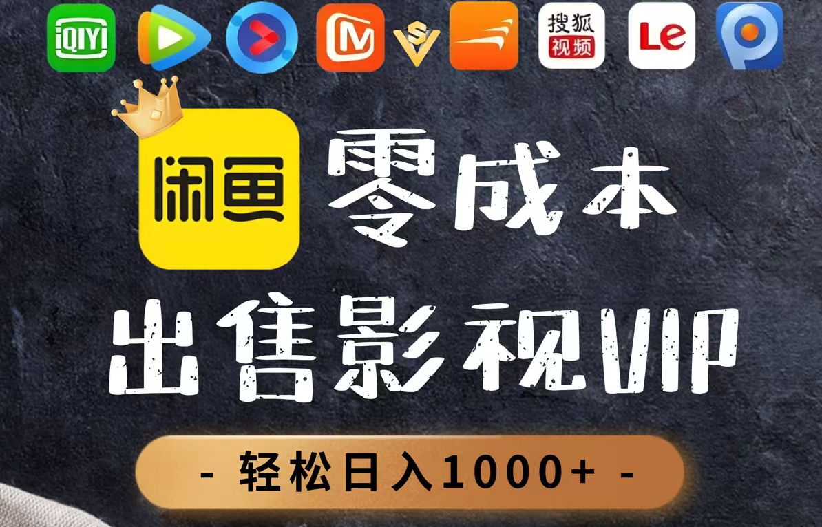 零成本卖影视会员，一天卖出上百单，轻轻松松日入1000+-庄子聊项目