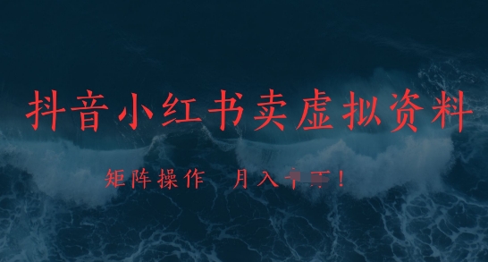 抖音小红书卖虚拟资料，市场需求一直存在，矩阵操作，月入1w+-庄子聊项目