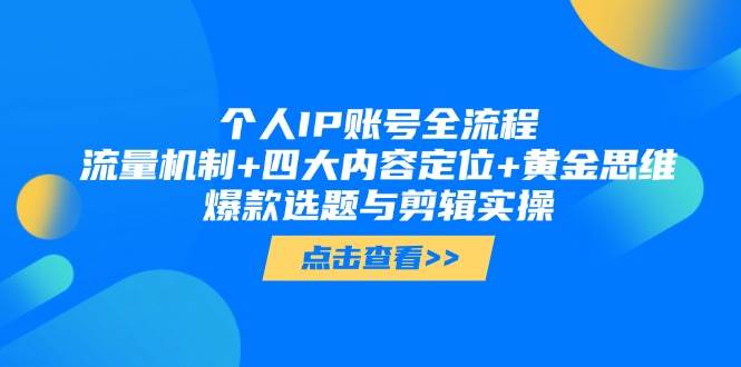 个人IP账号全流程：流量机制+四大内容定位+黄金思维, 爆款选题与剪辑实操-庄子聊项目