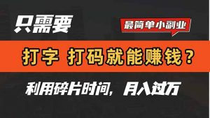 只需要打字，打码，就能赚钱？简单的赚钱小副业，利用碎片时间，月入过万-庄子聊项目