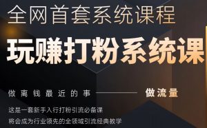 2025行业首套全网全域打粉系统神课，做流量做离钱最近的事，一套新手入行打粉引流必备课-庄子聊项目