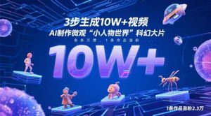 3步生成10W+视频，AI制作微观“小人物世界”科幻大片，条条万赞，1条作品涨粉2.3W-庄子聊项目