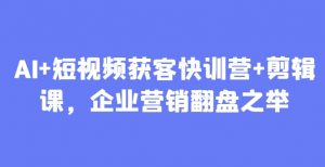 AI+短视频获客快训营+剪辑课,企业营销翻盘之举-庄子聊项目