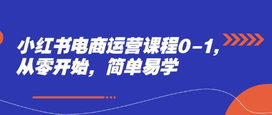 小红书电商运营课程0-1，从零开始，简单易学-庄子聊项目