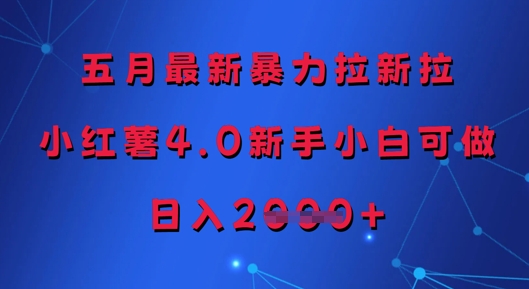 五月最新暴力拉新拉，小红薯4.0新手小白可做，日入多张-庄子聊项目