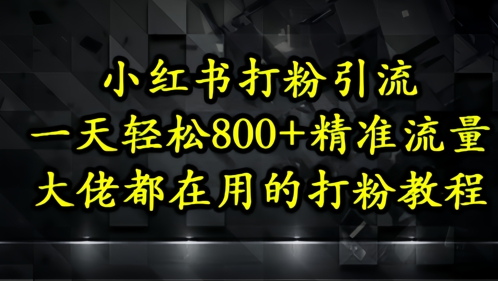 小红书打粉引流，一天轻松500+精准流量，大佬都在用的打粉教程-庄子聊项目